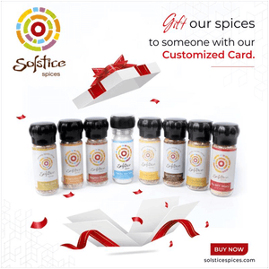 Solstice Spices customized card added to any shipment